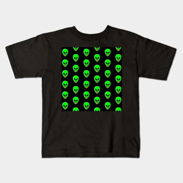 Alien Head Tongue Out Emoji Pattern Kids T-Shirt by williamcuccio